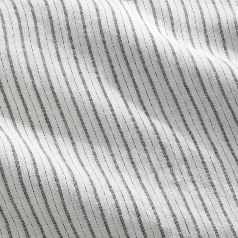 Esther Linen Stripe Black and White Full/Queen Duvet Cover - Image 1