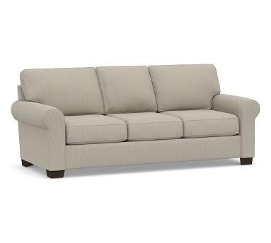 Buchanan Roll Arm Upholstered Sofa 87", Polyester Wrapped Cushions, Chenille Basketweave Pebble - Image 0