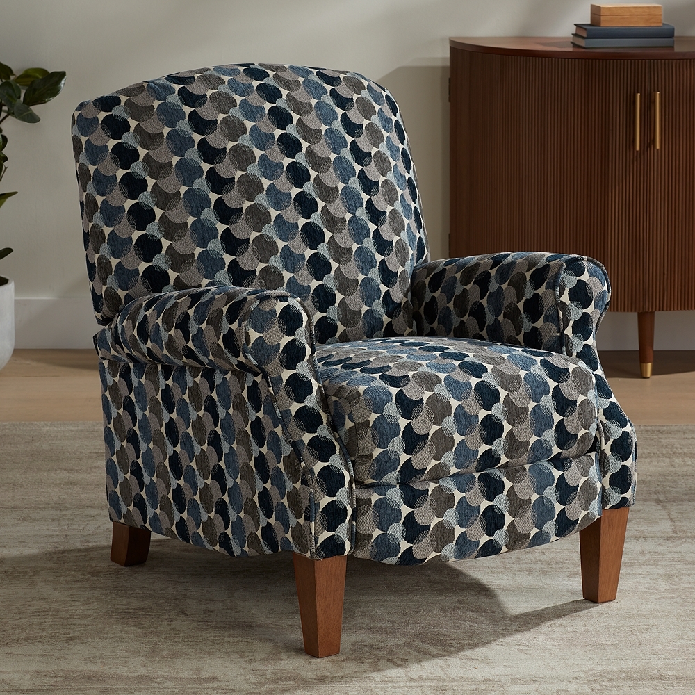 Kensington Hill Morris Bubbles Ink Blue Push-Thru Recliner - Image 0