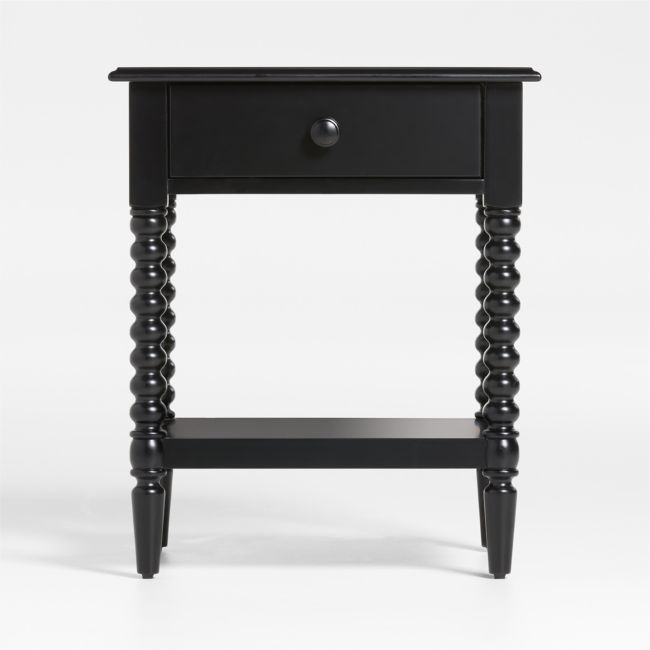Jenny Lind Black Wood Spindle Kids Nightstand with Drawer - Image 0