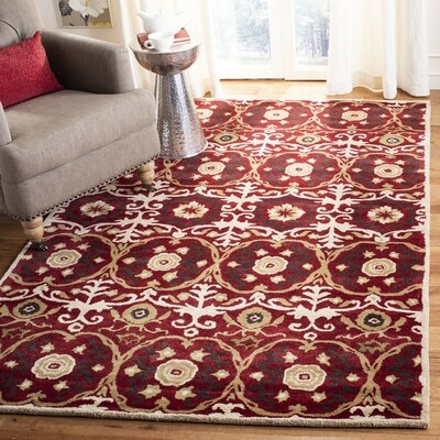 Marcello Geometric Handmade Tufted Wool Red Area Rug - Image 0