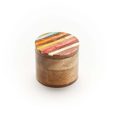 Banka Mundi Keepsake Box, Mango Wood, Round - Image 1