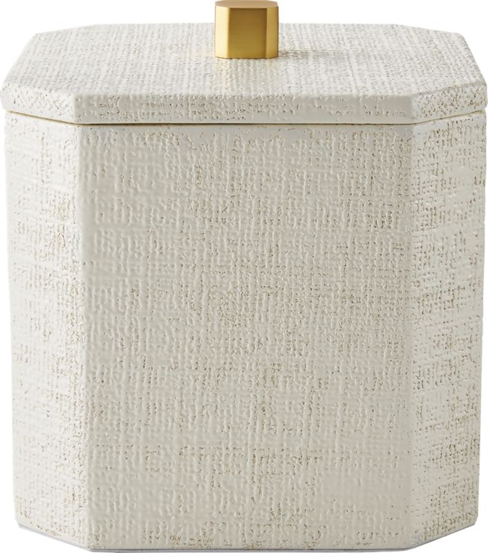 Rene Lacquered Linen White Ice Bucket - Image 2