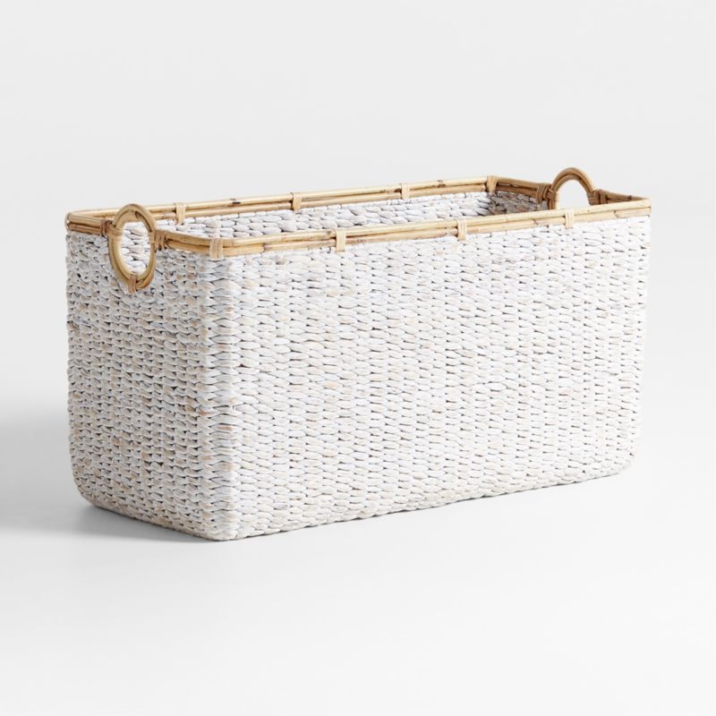 Osana White Wicker Large Toy Storage Bin with Rattan Handles - Image 3