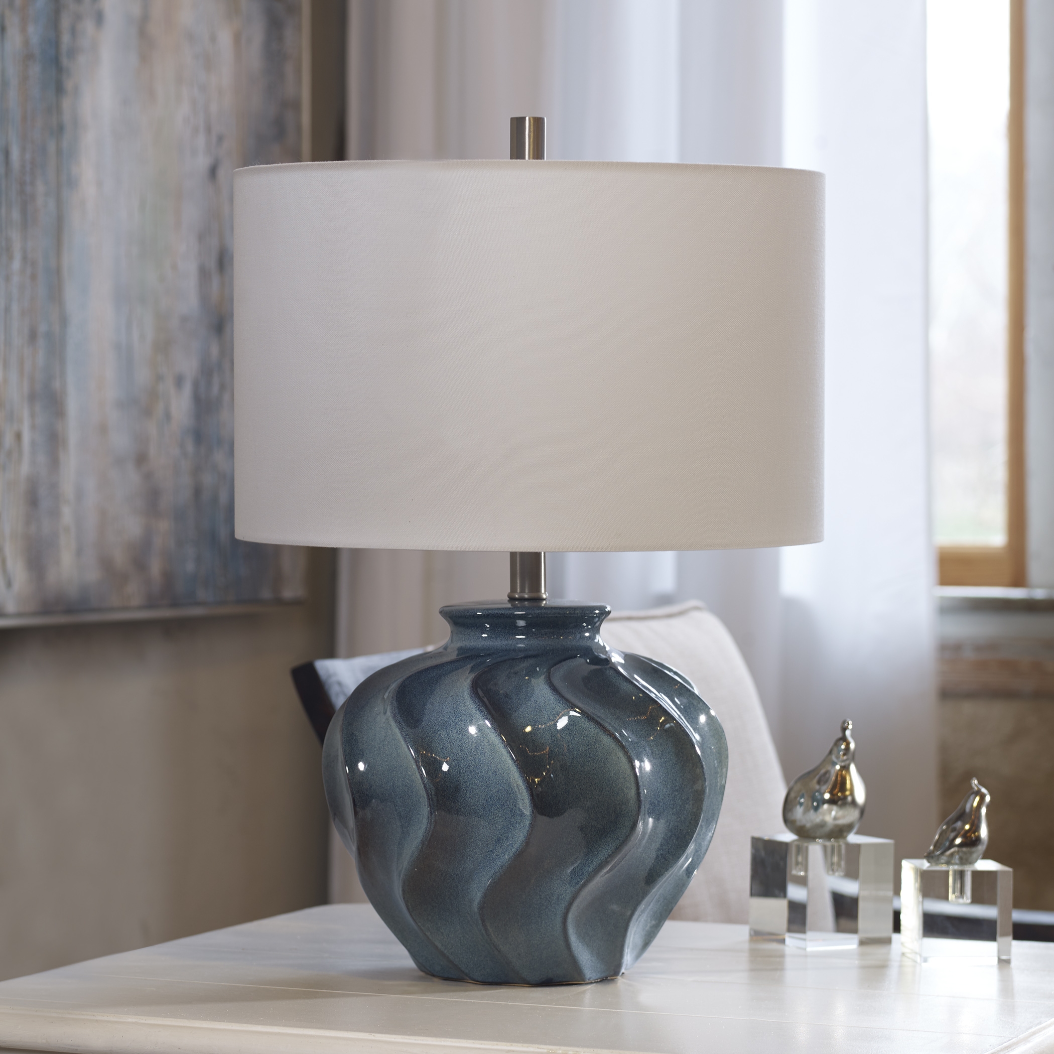 Aquilina Aged Blue Table Lamp - Image 1