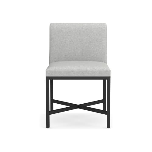 Navarro Dining Side Chair, Standard Chair, Perennials Performance Basketweave, Light Gray, Bronze - Image 0