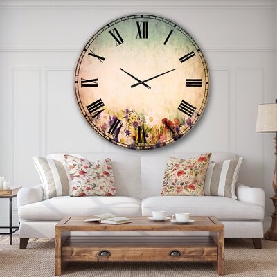 Soft Flowers in Spring Background Metal Wall Clock - Image 0