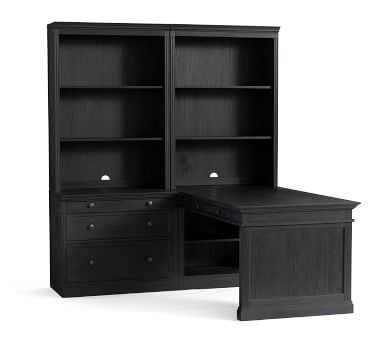 Livingston Peninsula Desk with 70" Bookcase Suite, Dusty Charcoal - Image 2