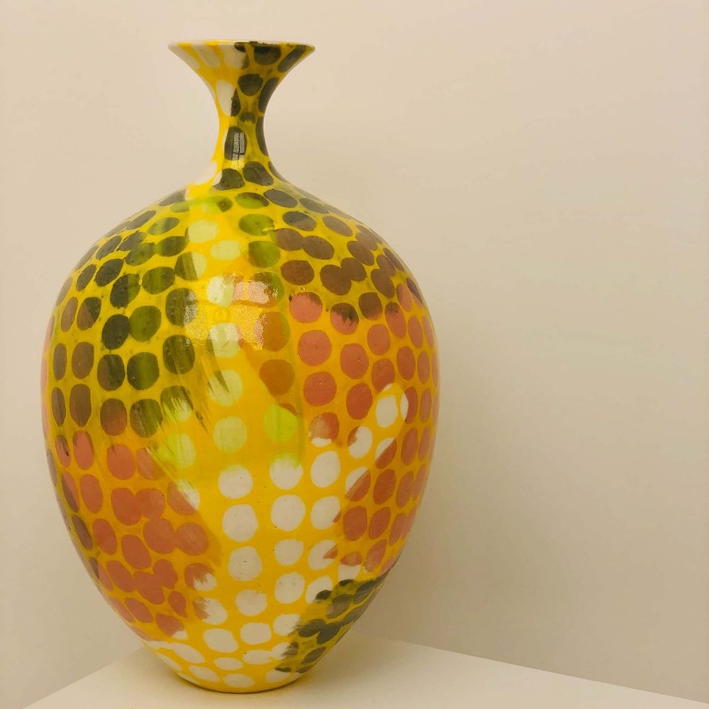 Ceramic Meltdown Vase 5, Stoneware, Pink & Yellow & White & Green & Chartreuse & Violet - Image 0