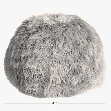 Himalayan Faux-Fur Gray Bean Bag Chair Slipcover + Insert, Large - Image 2