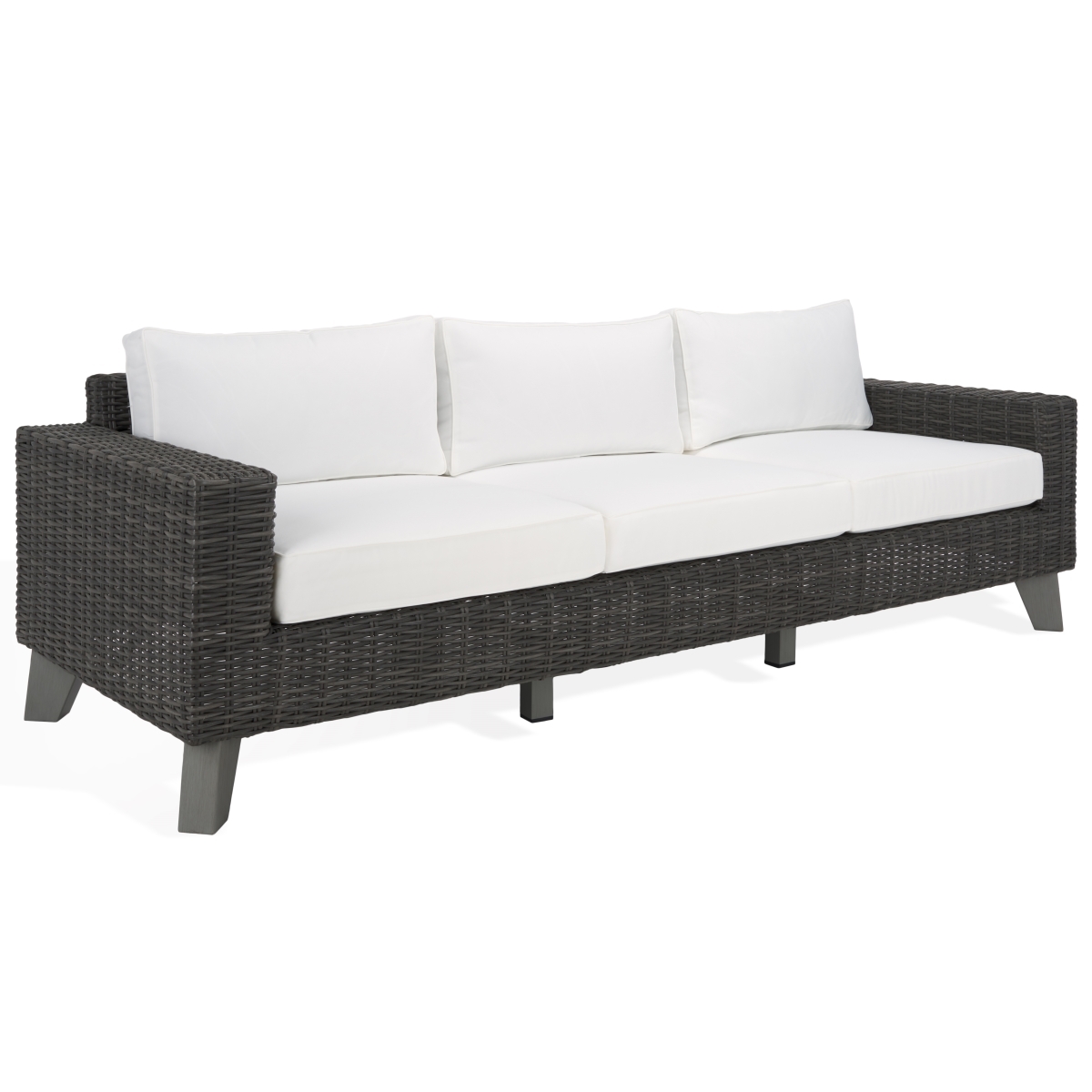 Margarita Wicker Patio Sofa - Dark Grey/White - Image 5