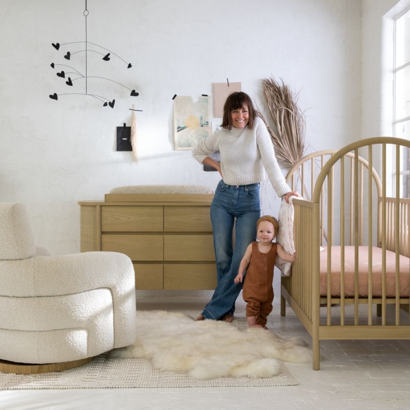 Snoozer Cream Boucle Nursery Swivel Glider Chair by Leanne Ford - Image 3