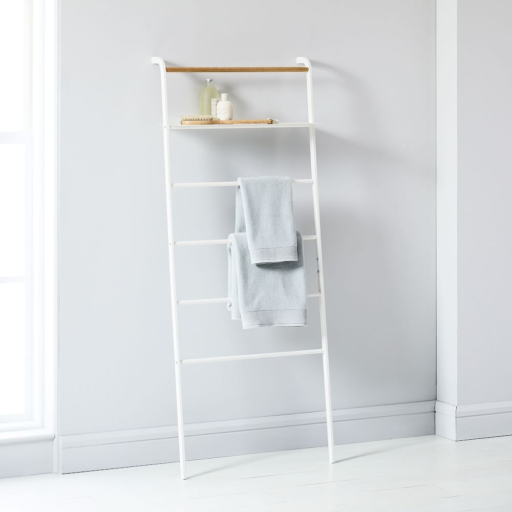 Leaning Ladders with Shelves, White - Image 0