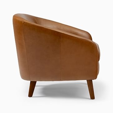 Jonah Chair, Poly, Ludlow Leather, Gray Smoke, Pecan - Image 3