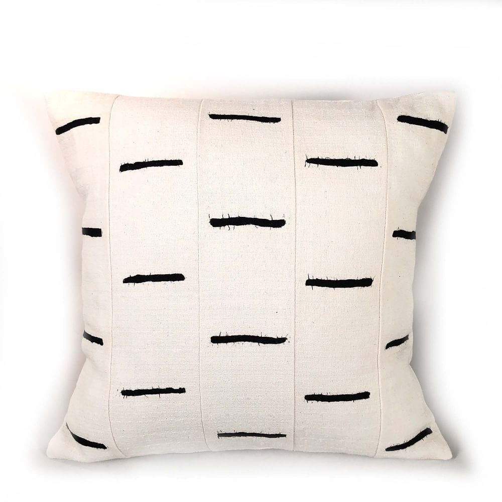 Tonga Pillow Cover, Black Dashes - Image 0