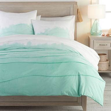 Kelly Slater Ombre Pleated Organic Duvet Cover, Full/Queen, Pool - Image 0