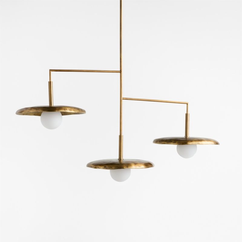 Lilypad Metal and Glass Three Light Chandelier by Brigette Romanek 49.5" - Image 3