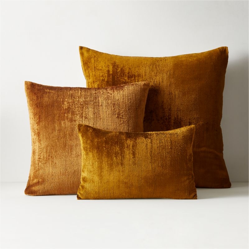 Truette Tapenade Yellow Turkish Silk Throw Pillow with Feather-Down Insert 26''x26" - Image 3