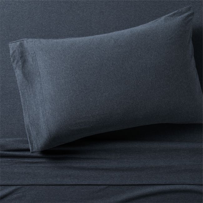 Cozysoft Organic Cotton Jersey Midnight Navy Blue Twin/Twin XL Bed Sheet Set - Image 0