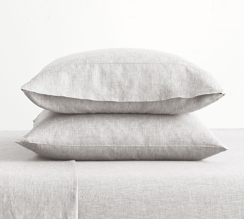 Soft Gray Belgian Flax Linen Extra Pillowcases, Set of 2, King - Image 0