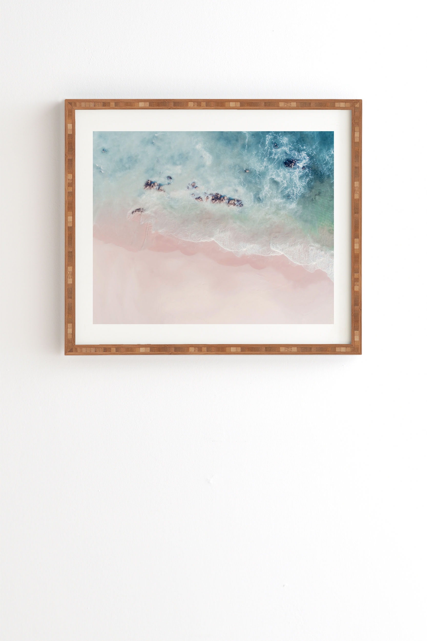 Ocean Pink Blush by Ingrid Beddoes - Framed Wall Art Bamboo 20" x 20" - Image 0