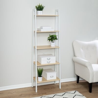 Wood And Metal A-Frame Ladder Shelf, 5 Tiers - Image 0