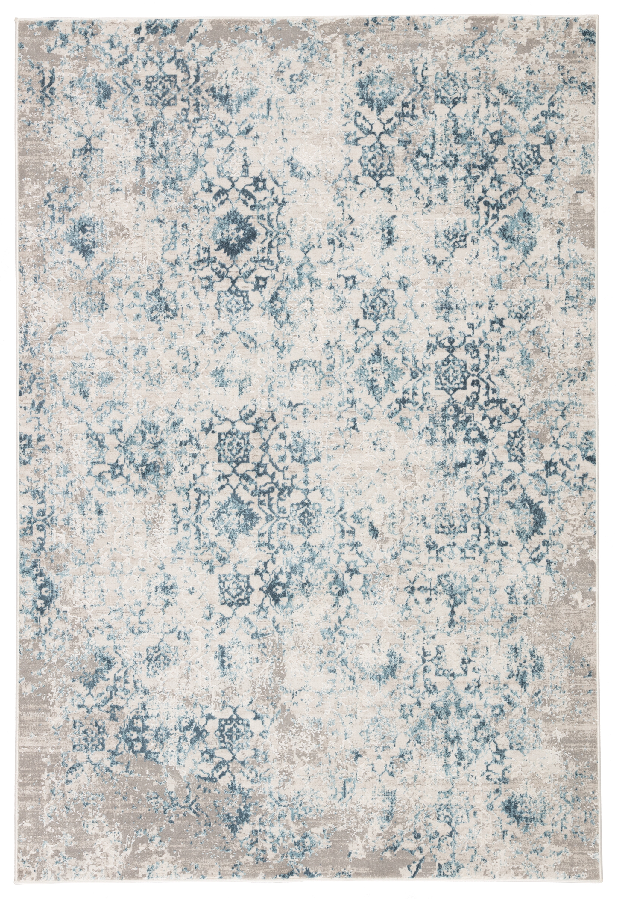 Siena Damask Blue/ Ivory Area Rug (5X7'6") - Image 0