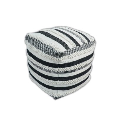 Handmade Outdoor Safe Black And White Pouf - Image 0