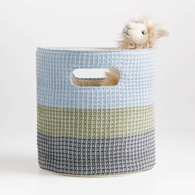 Zyra Blue/Green Striped Storage Bin - Image 0