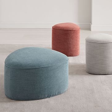 Pebble Ottoman Small, Poly, Performance Velvet, Ink Blue, Concealed Supports - Image 1