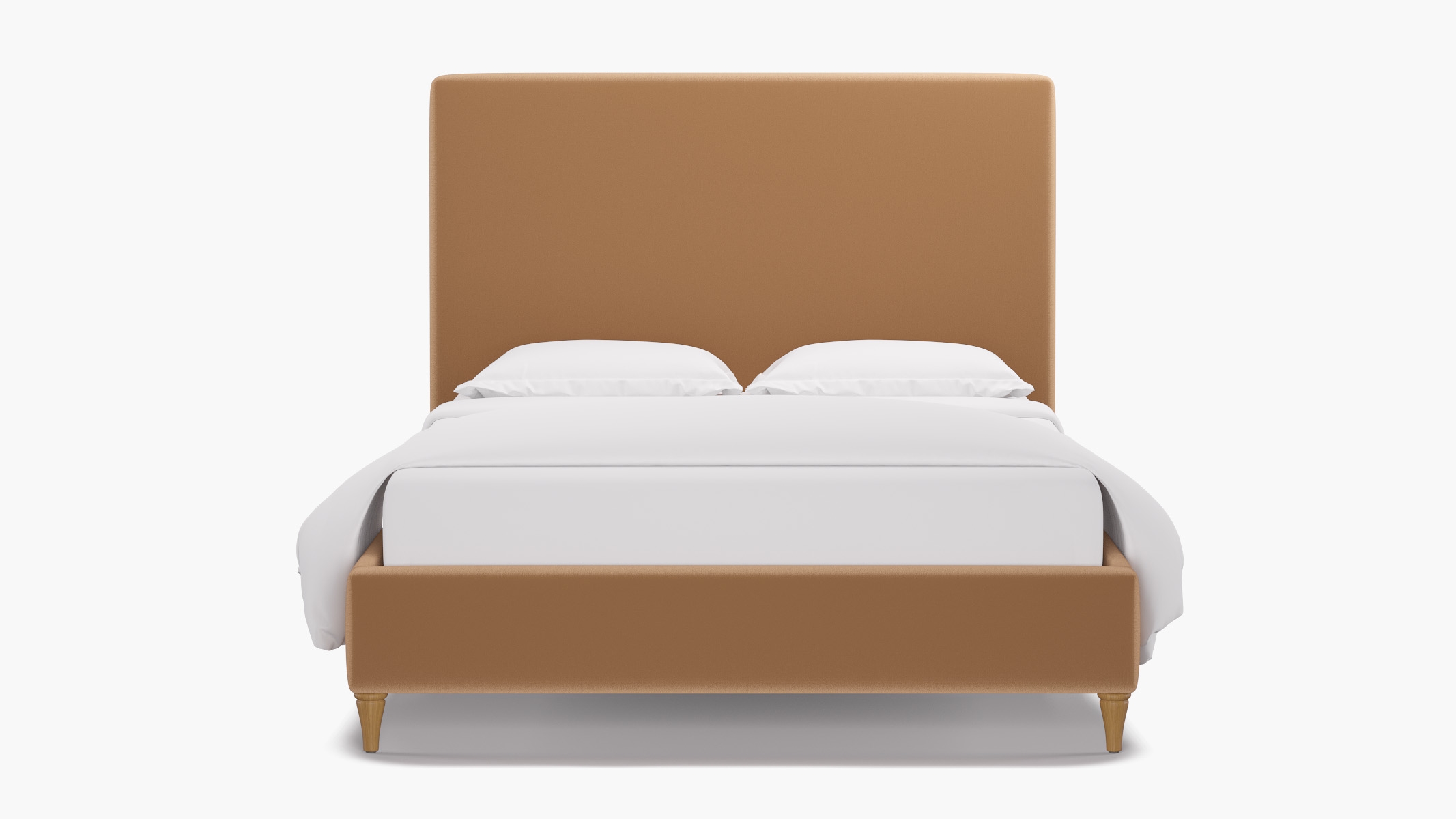 Classic Bed, Camel Performance Plush Velvet, Natural Decorative Tapered Leg, Queen - Image 0