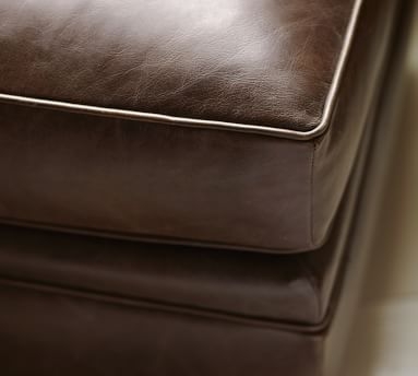 Chesterfield Leather Ottoman 36", Polyester Wrapped Cushions, Statesville Toffee - Image 1