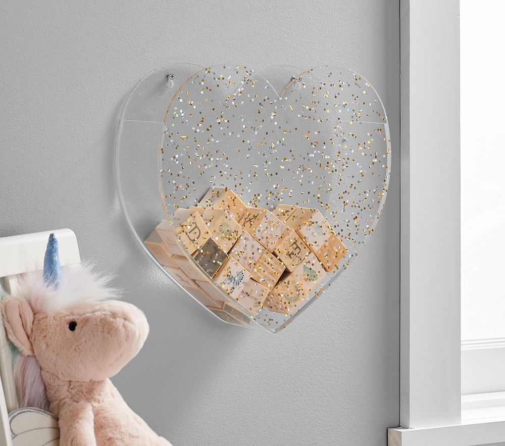 Acrylic Wall Pockets, Glitter Heart - Image 0
