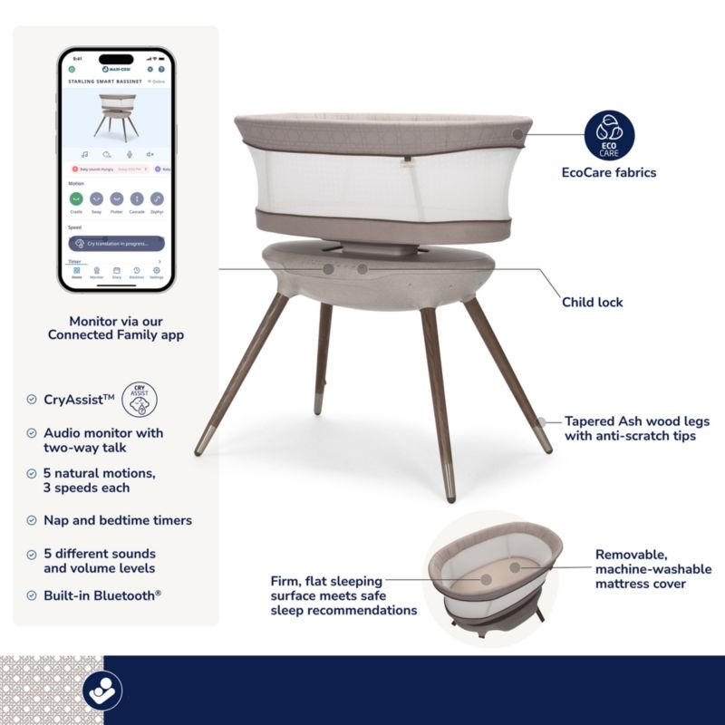 Maxi-Cosi ® Starling Natural Heritage Smart Baby Bassinet with CryAssist ™ - Image 6