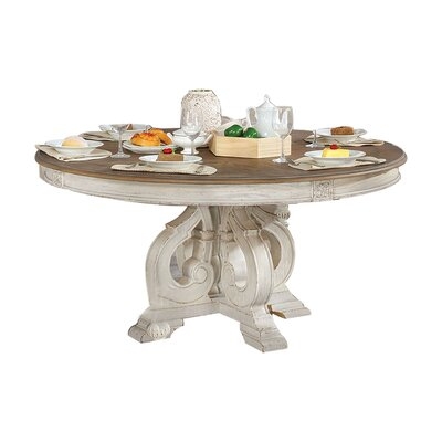 Wood Round Dining Table In Rustic Natural Tone - Image 0