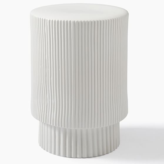 Textured Collection Large 16" Side Table, White - Image 0