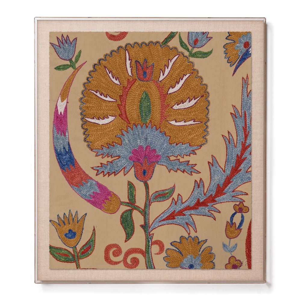 Bright Ochre Botanical Suzani Accent Framed Print - Image 0