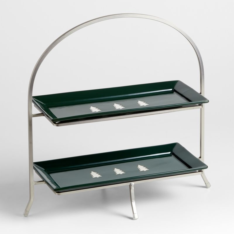 Cambridge Holiday Green Trees Stoneware Platters, Set of 2 - Image 2