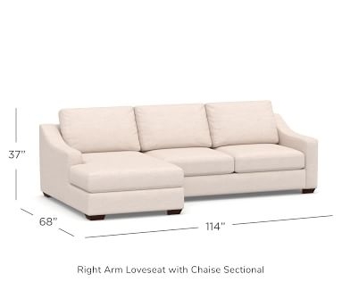 Big Sur Slope Arm Upholstered Left Arm Sofa with Chaise Sectional and Bench Cushion, Down Blend Wrapped Cushions, Jumbo Basketweave Oatmeal - Image 2