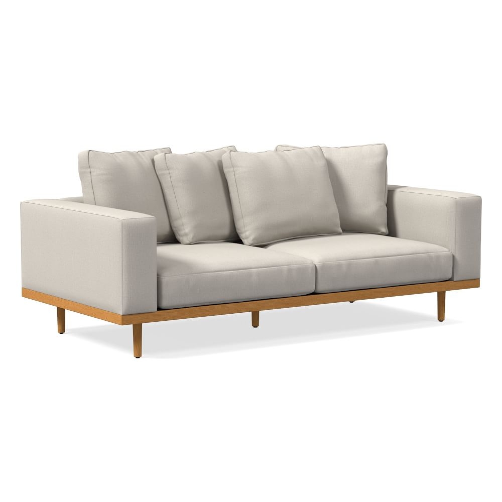Newport 84" Toss-Back Cushion Sofa, Yarn Dyed Linen Weave, Alabaster, Almond - Image 0