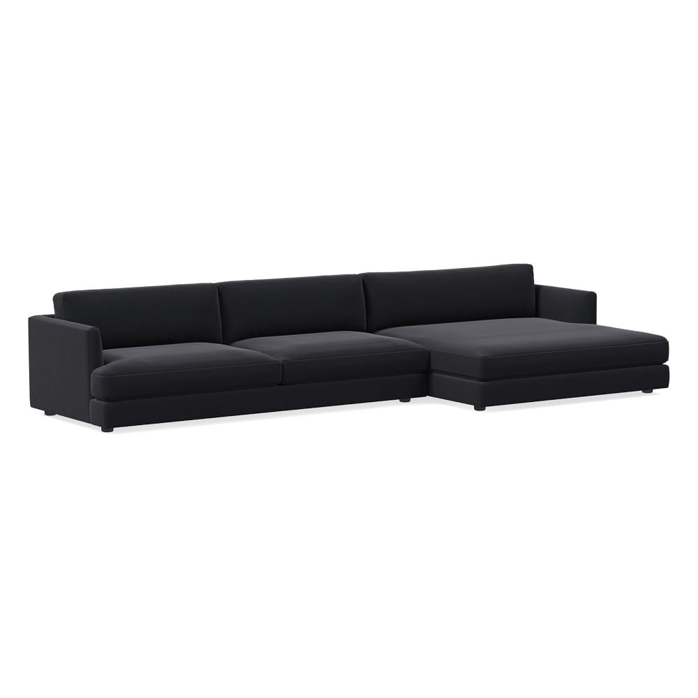 Haven 151" Right Multi Seat Double Wide Chaise Sectional, Standard Depth, Performance Velvet, Black - Image 0