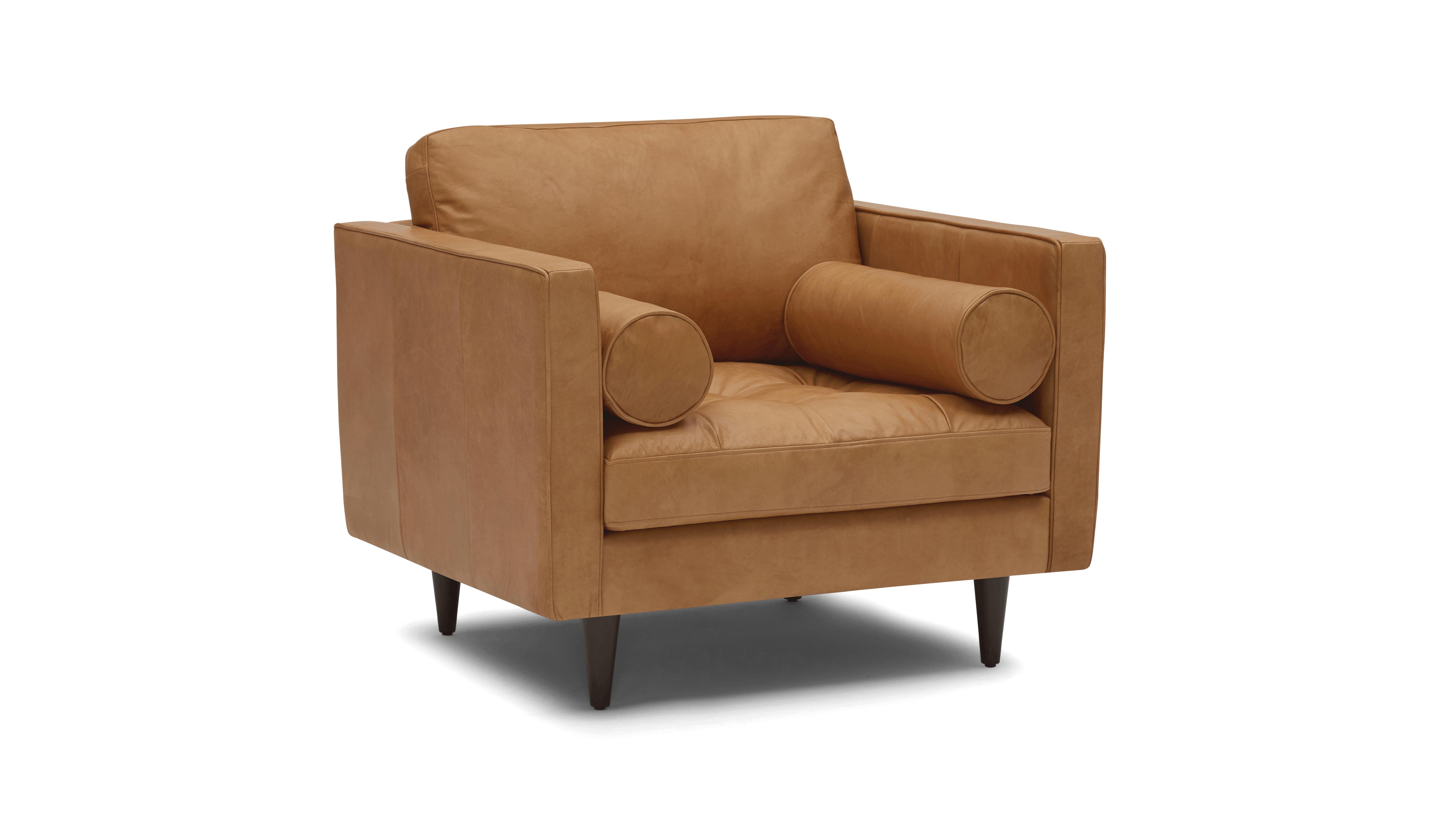 Brown Briar Mid Century Modern Leather Chair - Santiago Camel - Mocha - Image 1