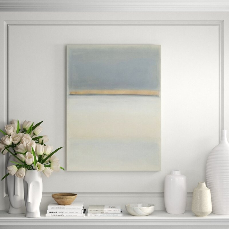 Chelsea Art Studio 'Blue-Gray Ocean' Print Format: Image Brush Gel on Giclee Canvas, Size: 32" H x 24" W - Image 0