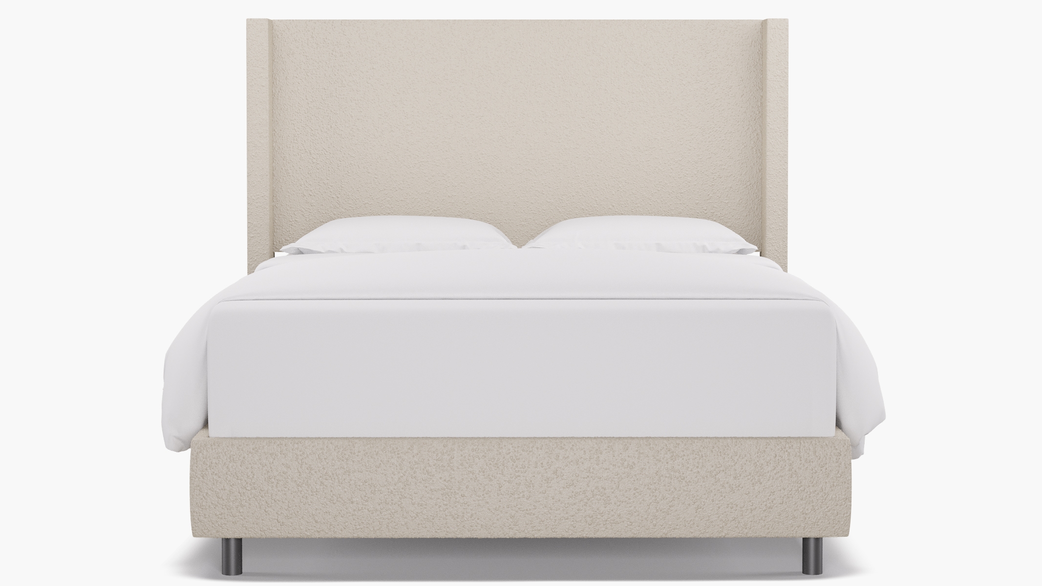 Modern Wingback Bed, Snow Bouclé, Queen - Image 1