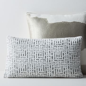 Ink Abstract Pillow Cover with Down Insert, Platinum, 20"x20" - Image 5