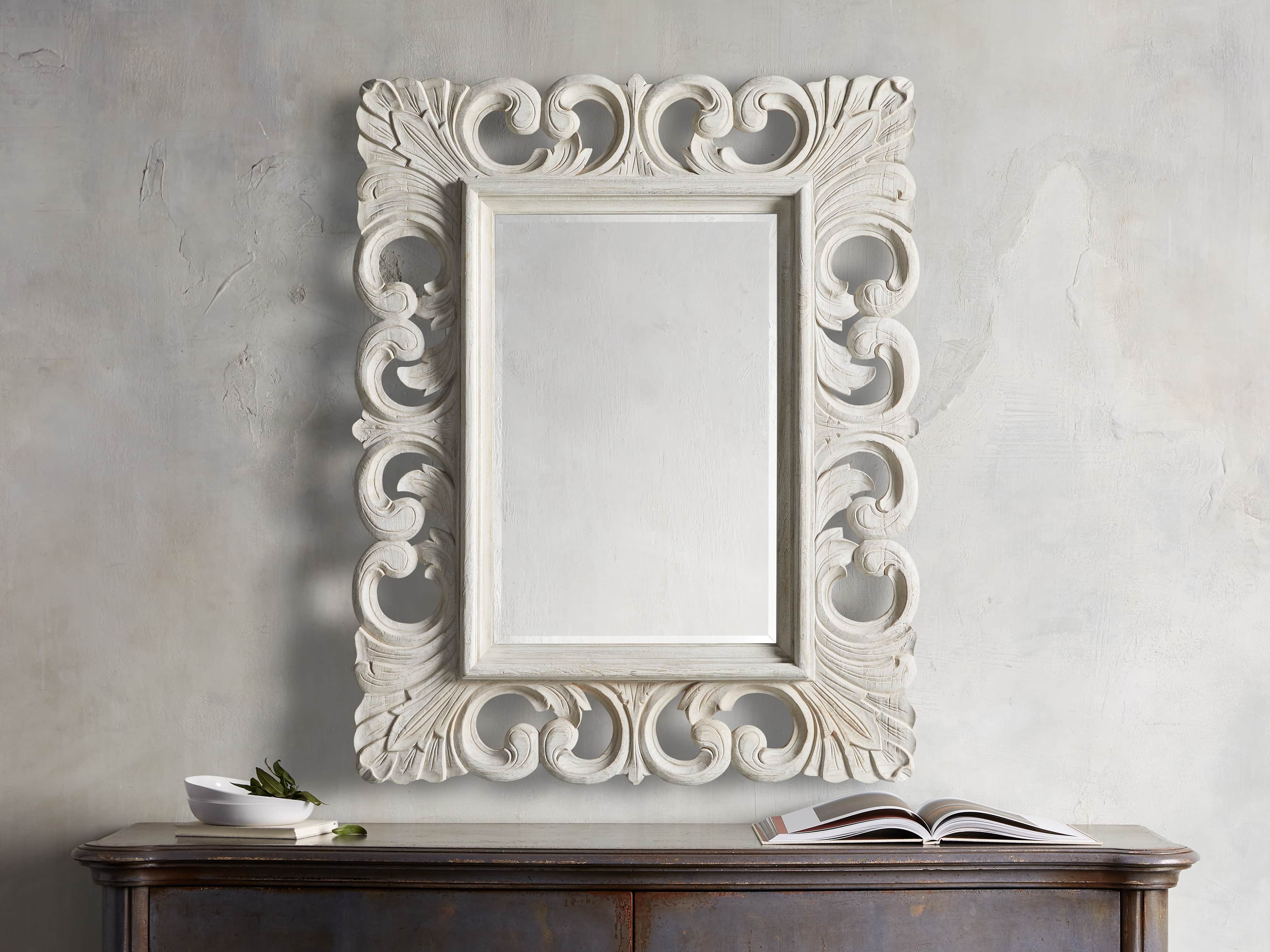 Porter Wall Mirror in Wood White  Flax - Image 0