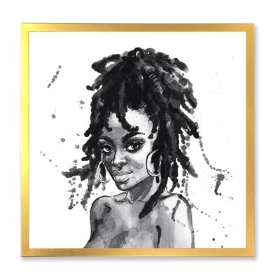 FDP35673_Monochrome Portrait Of African American Woman II - Modern Canvas Wall Art Print - Image 0