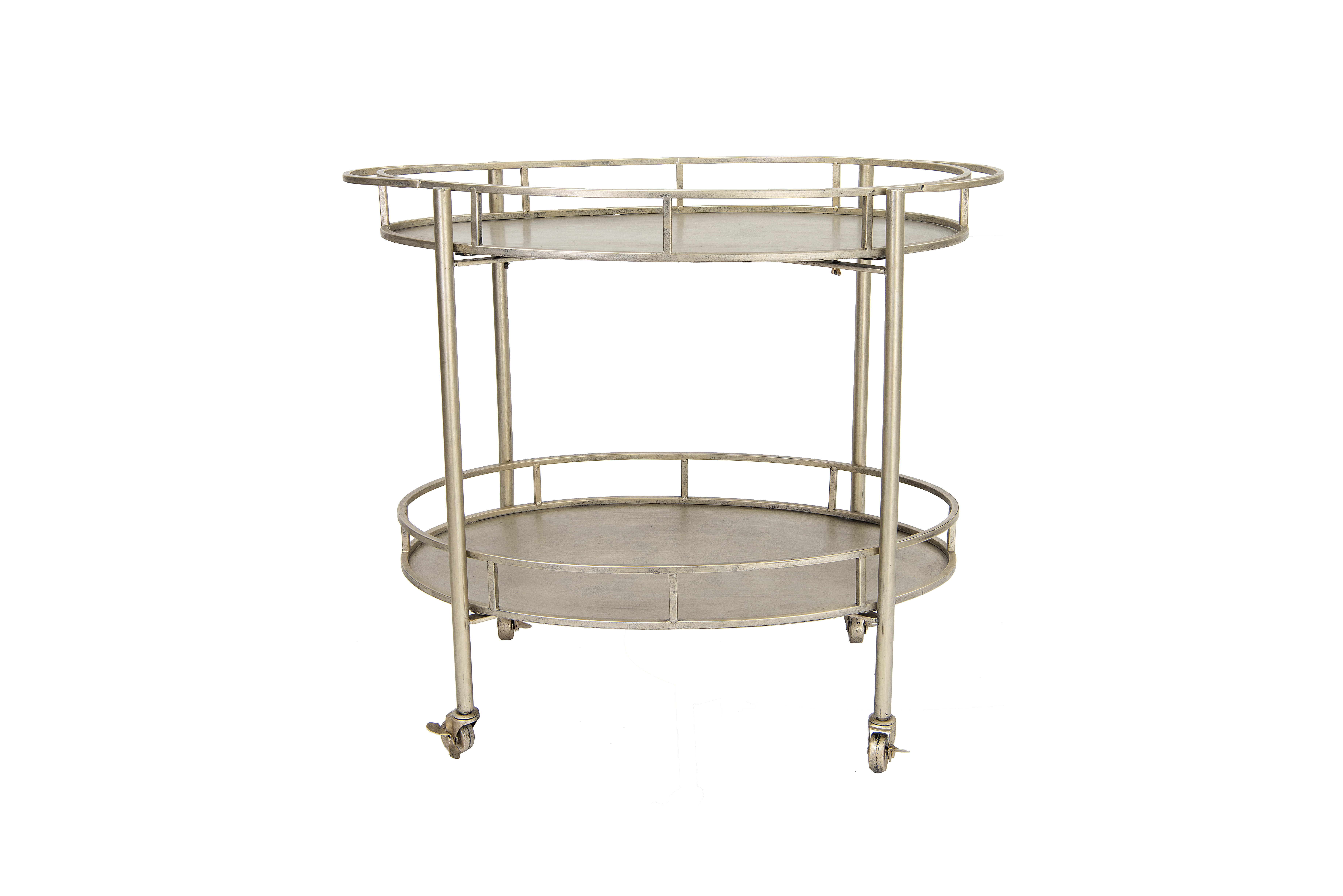 2-Tier Metal Bar Cart with Locking Caster Wheels - Image 0