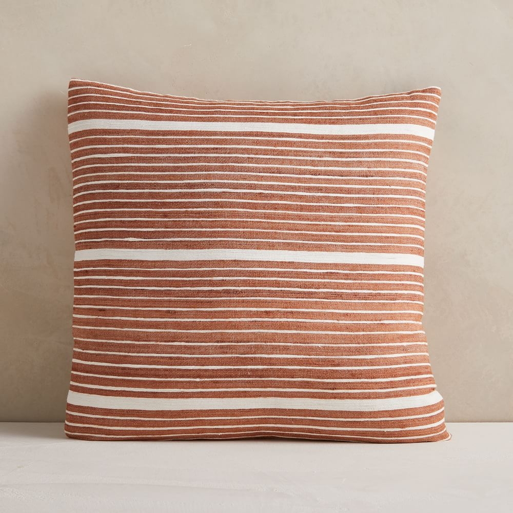 Silk Mini Stripe Pillow Cover, 20"x20", Copper - Image 0