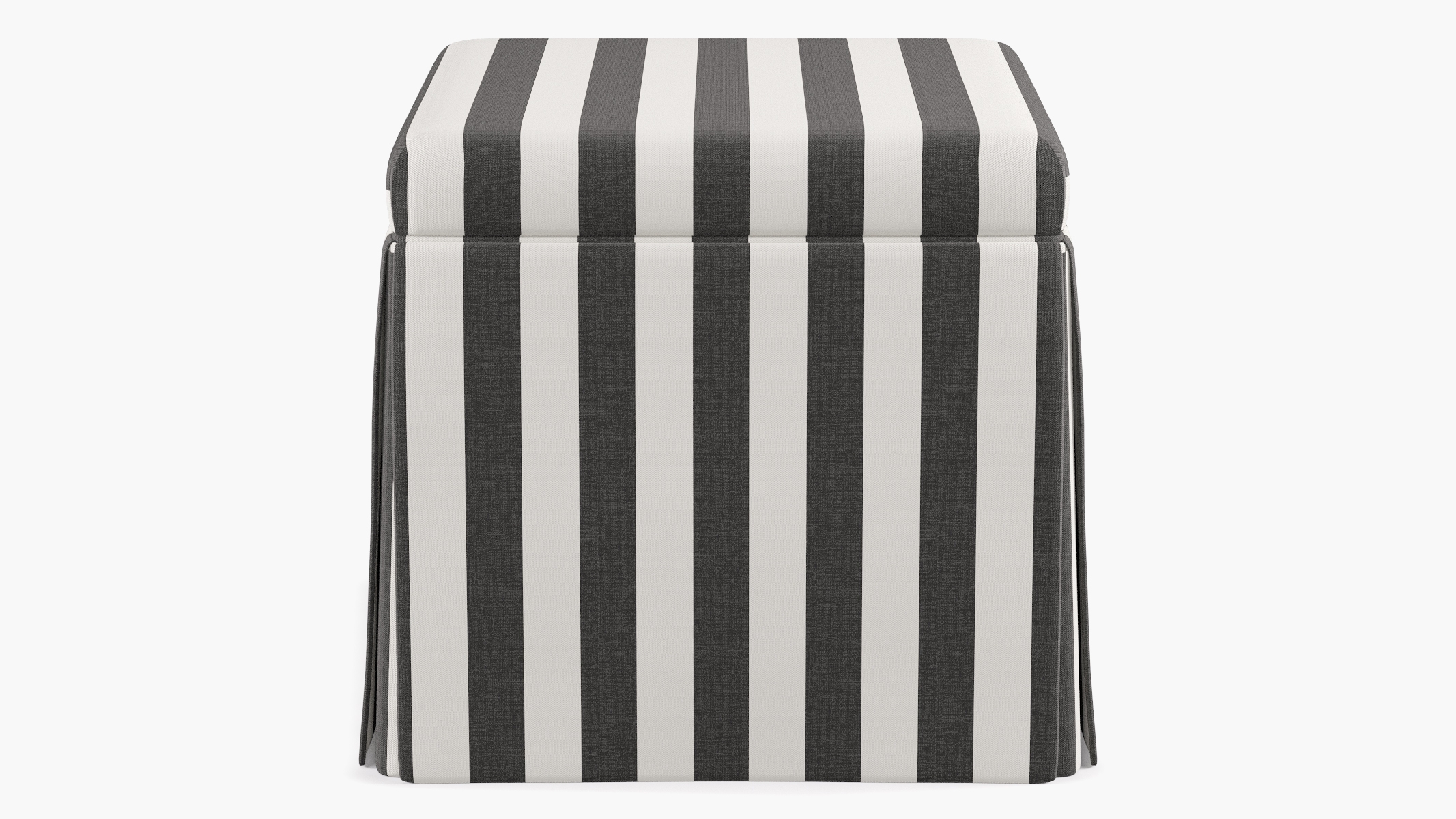 Skirted Storage Ottoman, Ink Cabana Stripe - Image 0